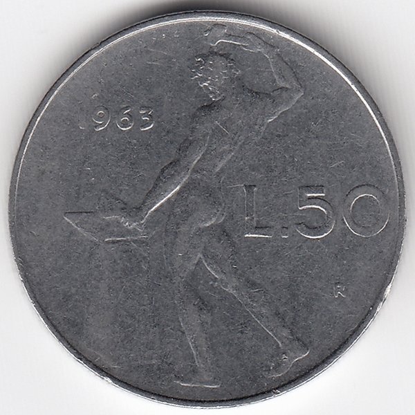 Италия 50 лир 1963 год
