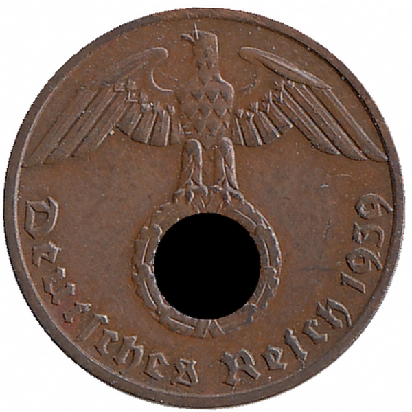 Германия (Третий Рейх) 1 рейхспфенниг 1939 год (F)