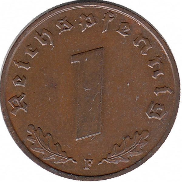 Германия (Третий Рейх) 1 рейхспфенниг 1939 год (F)