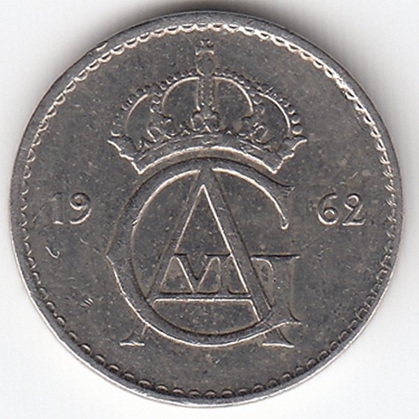 Швеция 10 эре 1962 год (медно-никель)