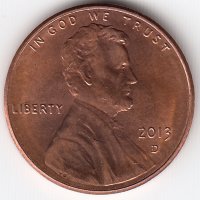 США 1 цент 2013 год (D)