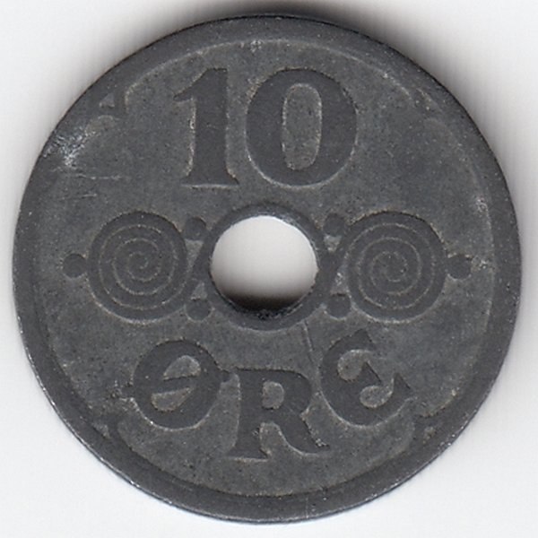 Дания 10 эре 1941 год (цинк)
