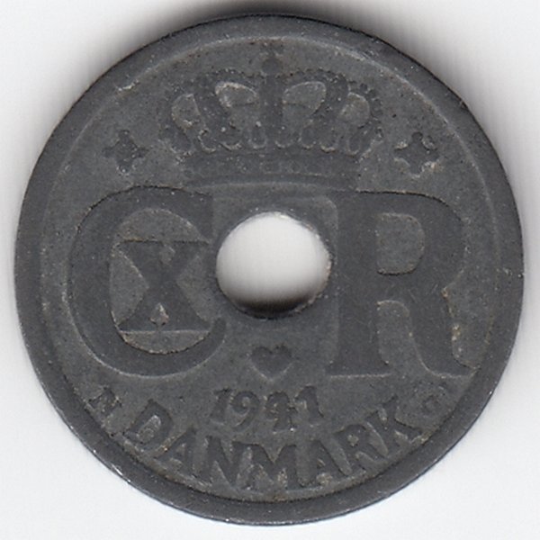 Дания 10 эре 1941 год (цинк)