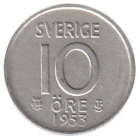 Швеция 10 эре 1953 год 