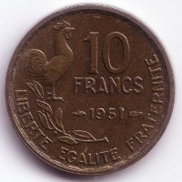 Франция 10 франков 1951 год