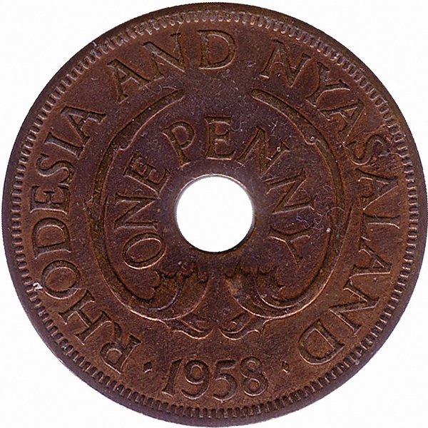 Родезия и Ньясаленд 1 пенни 1958 год