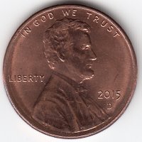 США 1 цент 2015 год (D)
