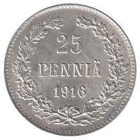 Финляндия (Великое княжество) 25 пенни 1916 год (UNC)