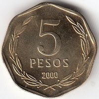 Чили 5 песо 2000 год (UNC)