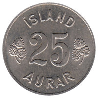 Исландия 25 эйре 1967 год