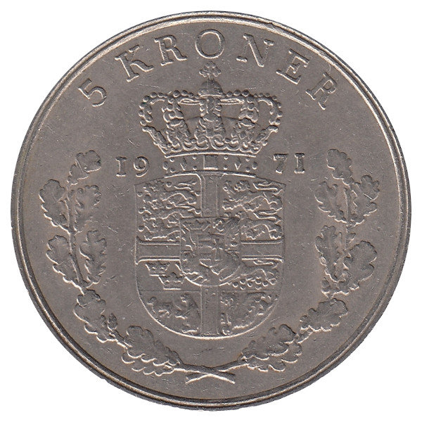 Дания 5 крон 1971 год