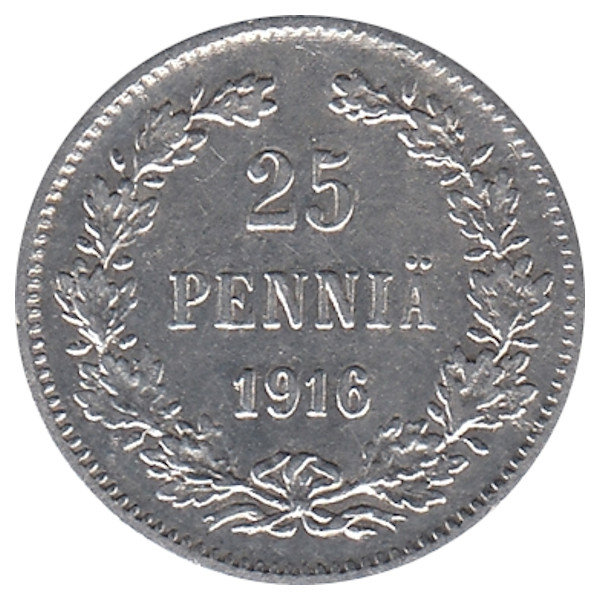 Финляндия (Великое княжество) 25 пенни 1916 год (XF)