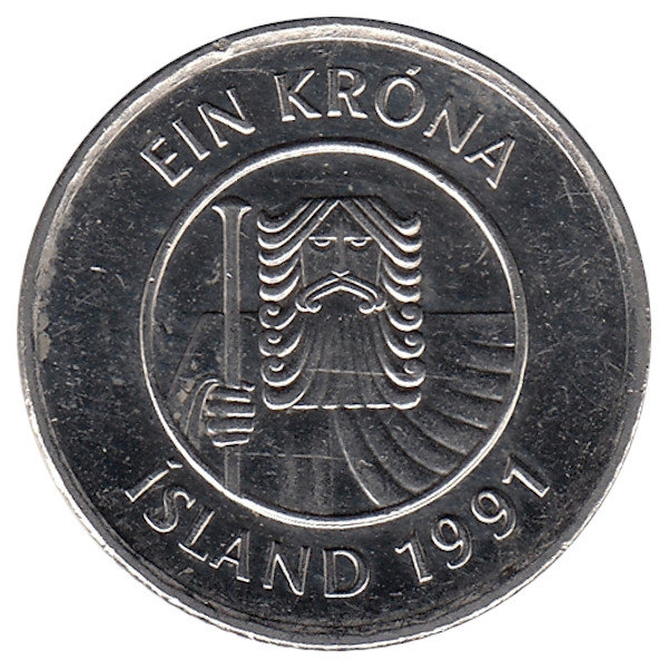 Исландия 1 крона 1991 год