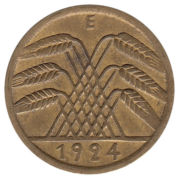 Германия (Веймарская республика) 5 рентенпфеннигов 1924 год (Е)