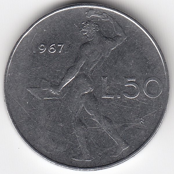 Италия 50 лир 1967 год