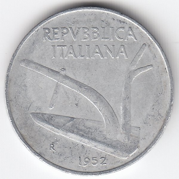 Италия 10 лир 1952 год