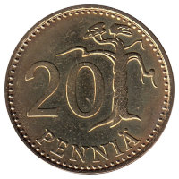 Финляндия 20 пенни 1987 год "N" (UNC)