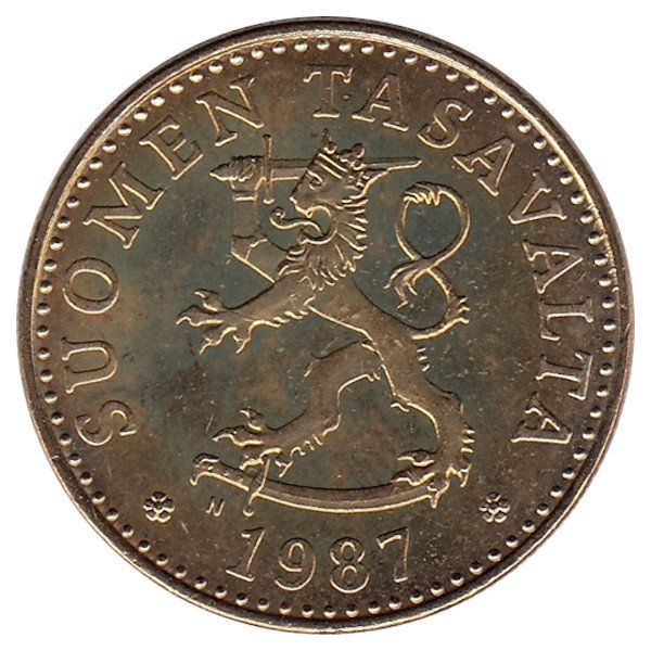 Финляндия 20 пенни 1987 год "N" (UNC)