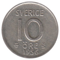 Швеция 10 эре 1956 год 