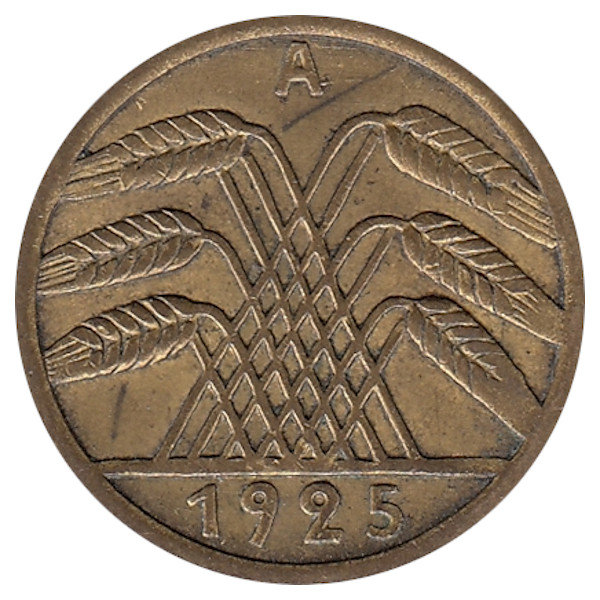 Германия (Веймарская республика) 5 рейхспфеннигов 1925 год (А)