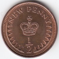 Великобритания 1/2 нового пенни 1980 год