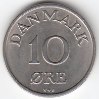 Дания 10 эре 1954 год