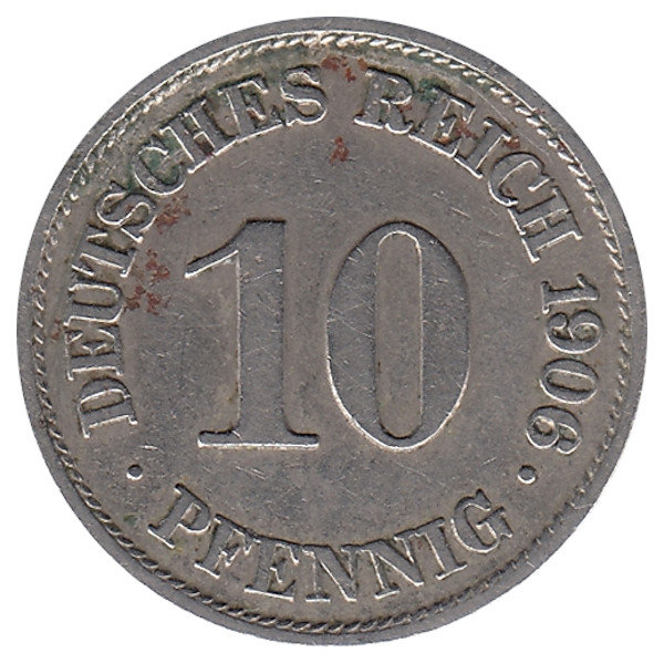 Германия 10 пфеннигов 1906 год (А)