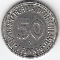 ФРГ 50 пфеннигов 1970 год (D) UNC