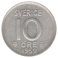 Швеция 10 эре 1959 год 