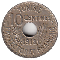 Тунис 10 сантимов 1918 год