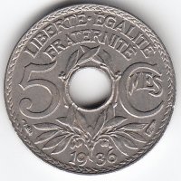 Франция 5 сантимов 1936 год