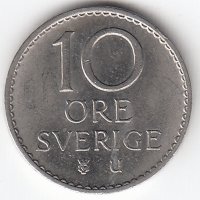 Швеция 10 эре 1969 год