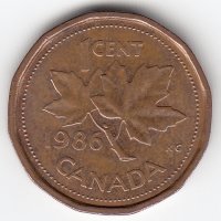 Канада 1 цент 1986 год