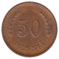 Финляндия 50 пенни 1943 год (медь)