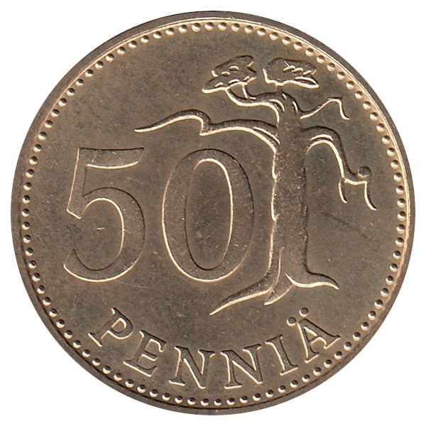 Финляндия 50 пенни 1987 год "N" (UNC)