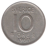 Швеция 10 эре 1960 год 