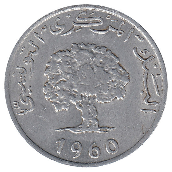 Тунис 5 миллимов 1960 год