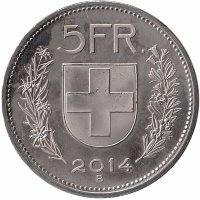 Швейцария 5 франков 2014 год (UNC)