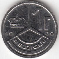 Бельгия (Belgique) 1 франк 1989 год