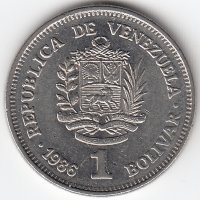 Венесуэла 1 боливар 1986 год