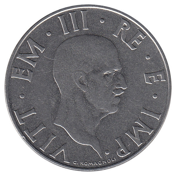 Италия 2 лиры 1939 год (XVIII) (немагнитная)