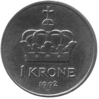 Норвегия 1 крона 1992 год
