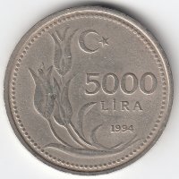 Турция 5 000 лир 1994 год