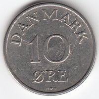 Дания 10 эре 1958 год