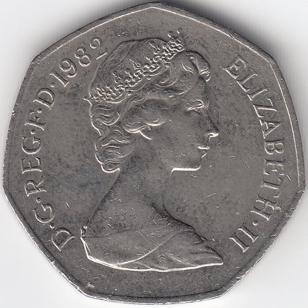 Великобритания 50 пенсов 1982 год