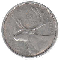 Канада 25 центов 1959 год