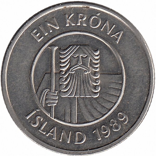 Исландия 1 крона 1989 год