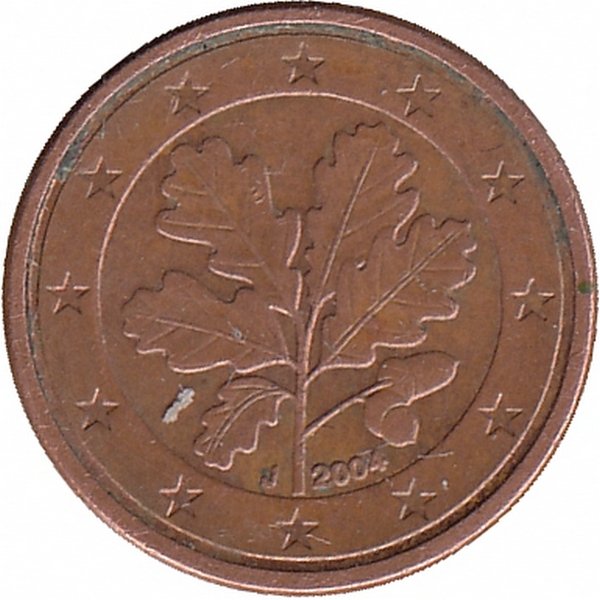 Германия 1 евроцент 2004 год (J)