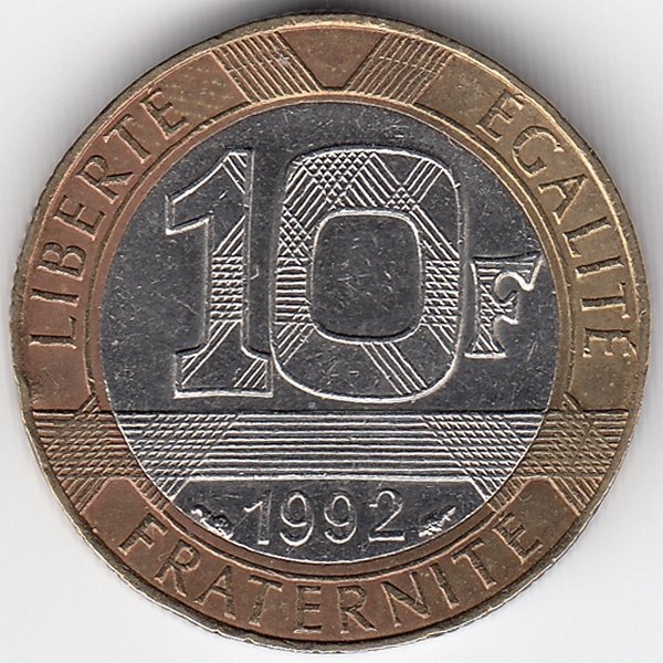 Франция 10 франков 1992 год
