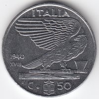 Италия 50 чентезимо 1940 год (магнитная)